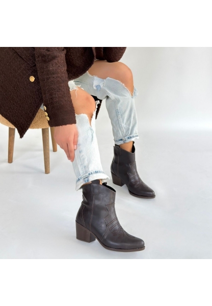 Akver Acı Kahve Cilt Topuklu Bot