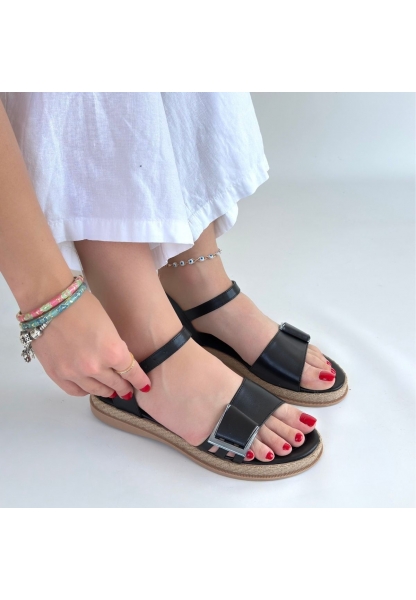 Andana Siyah Cilt Sandalet