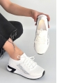 Belan Beyaz Triko Bağcıklı Spor Ayakkabı