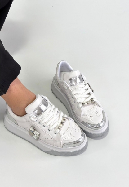 Ceans Beyaz Cilt Bağcıklı Spor Ayakkabı