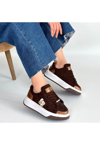 Ceans Kahverengi Süet Bağcıklı Spor Ayakkabı