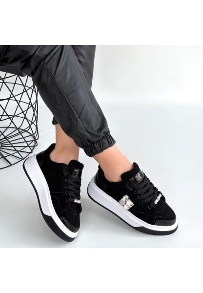 Ceans Siyah Süet Bağcıklı Spor Ayakkabı