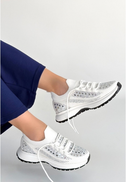 Ceas Beyaz Triko Bağcıklı Spor Ayakkabı