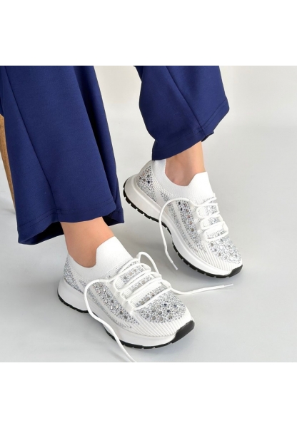 Ceas Beyaz Triko Bağcıklı Spor Ayakkabı