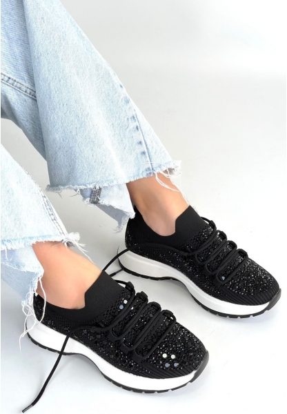 Ceas Siyah Triko Bağcıklı Spor Ayakkabı