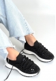 Ceas Siyah Triko Bağcıklı Spor Ayakkabı