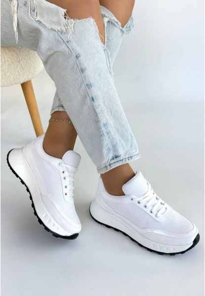 Edva Beyaz Cilt Bağcıklı Spor Ayakkabı