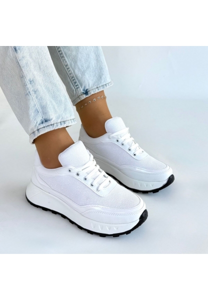 Edva Beyaz Cilt Bağcıklı Spor Ayakkabı