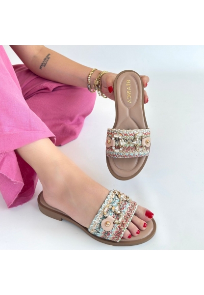 Gonne Renkli Hasır Dokuma Terlik