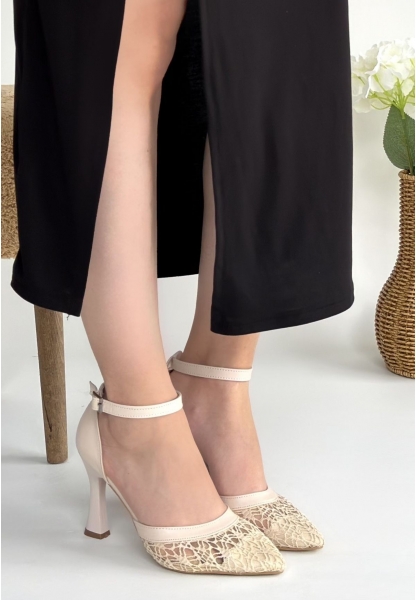 Hejja Bej Cilt Tül Detaylı Topuklu Ayakkabı
