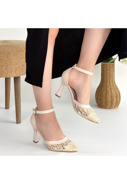 Hejja Bej Cilt Tül Detaylı Topuklu Ayakkabı