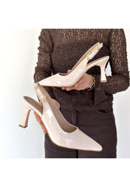 Hies Bej Rugan Topuklu Ayakkabı