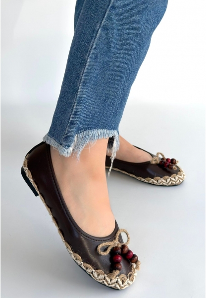 Ilwe Kahverengi Cilt Babet Ayakkabı