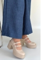 Jarlo Bej Cilt Dolgu Topuk Ayakkabı