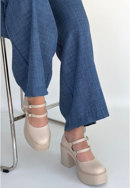 Jarlo Bej Cilt Dolgu Topuk Ayakkabı