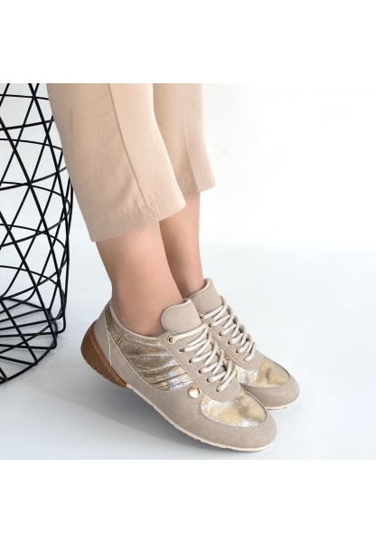Jawen Bej Nubuk Gold Detaylı Spor Ayakkabı