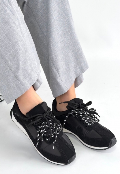 Jeat Siyah Nubuk Bağcıklı Spor Ayakkabı