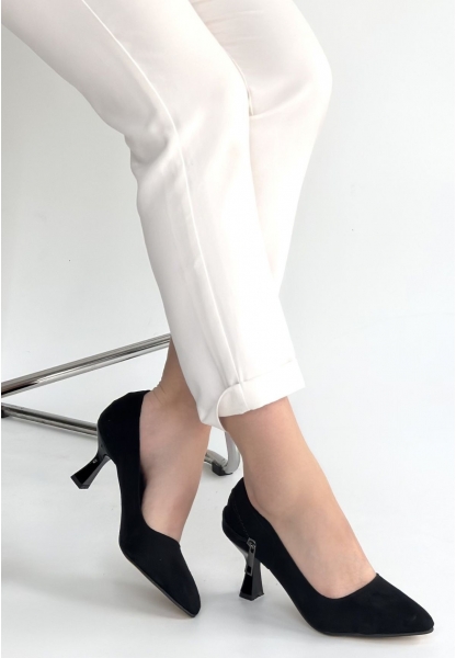 Jedi Siyah Süet Topuklu Ayakkabı