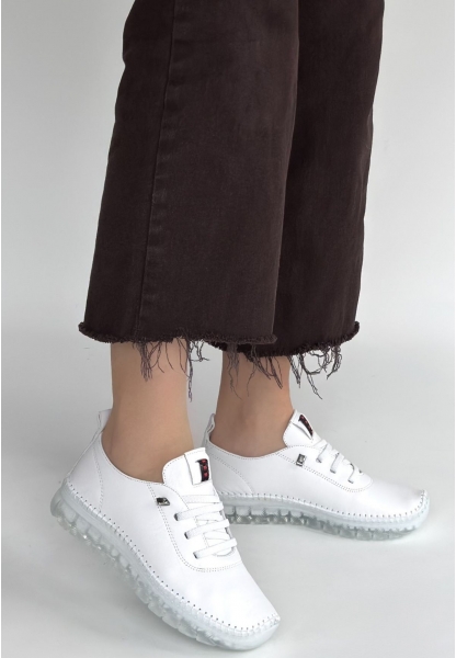 Kitta Beyaz Deri Bağcıklı Spor Ayakkabı