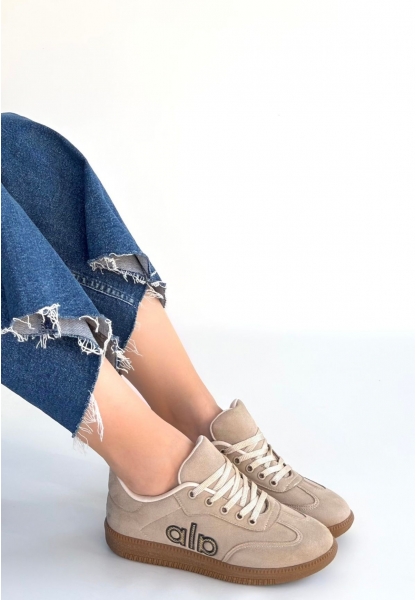 Lendo Bej Süet Bağcıklı Spor Ayakkabı