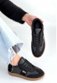 Lunga Siyah Cilt Bağcıklı Spor Ayakkabı