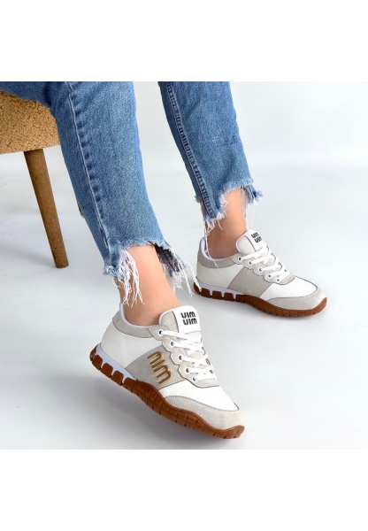 Marje Beyaz Cilt Bağcıklı Spor Ayakkabı