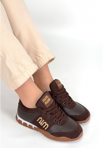 Marje Kahverengi Cilt Bağcıklı Spor Ayakkabı
