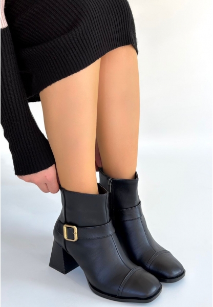 Mejjo Siyah Cilt Topuklu Bot