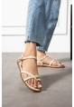 Nordi Bej Cilt Kemerli Sandalet