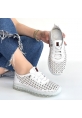 Otja Beyaz Deri Lazerli Bağcıklı Spor Ayakkabı