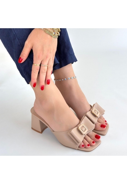 Pier Nude Cilt Topuklu Terlik