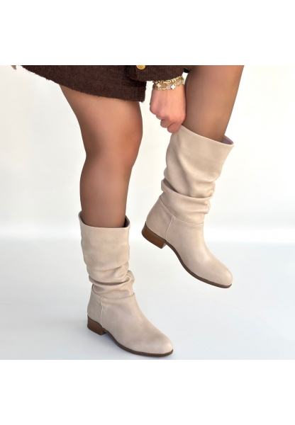 Plod Bej Cilt Körüklü Çizme