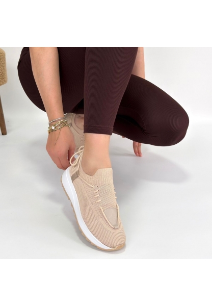 Renji Bej Triko Bağcıklı Spor Ayakkabı