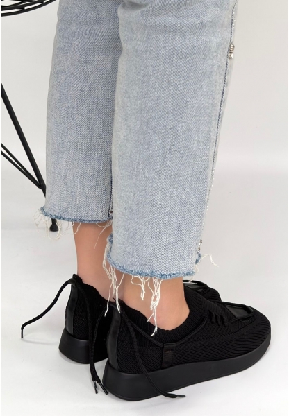 Renji Siyah Triko Bağcıklı Spor Ayakkabı