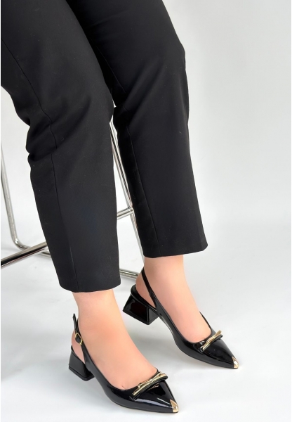 Ricy Siyah Rugan Topuklu Ayakkabı