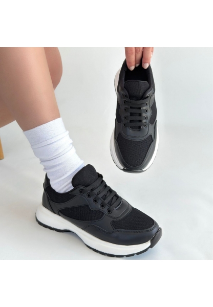 Slar Siyah Cilt Bağcıklı Spor Ayakkabı