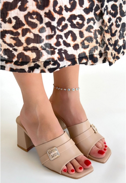 Taver Nude Cilt Topuklu Terlik