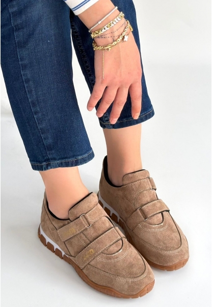 Tunga Bej Süet Cırt Cırtlı Spor Ayakkabı