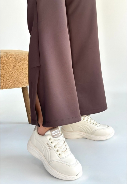 Yejja Bej Cilt Bağcıklı Spor Ayakkabı