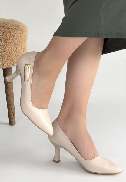 Yons Bej Cilt Topuklu Ayakkabı