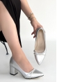 Zenta Gri Cilt Topuklu Ayakkabı