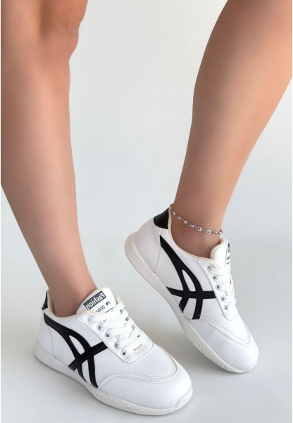 Zlay Beyza Cilt Siyah Detaylı Bağcıklı Spor Ayakkabı